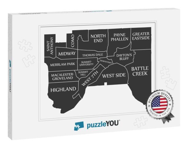 Saint Paul Minnesota City Map USA Labelled Black Illustrat... Jigsaw Puzzle