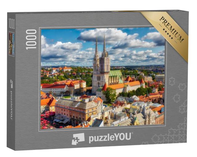 Puzzel 1000 stukjes „Kathedraal van Zagreb in Kaptol, district Zagreb, Kroatië“