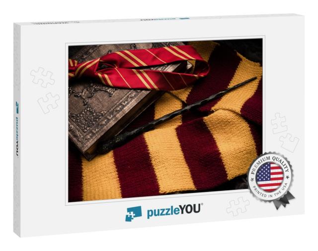 Subjects of the School of Magic. Scarf, Magic Wand... Jigsaw Puzzle