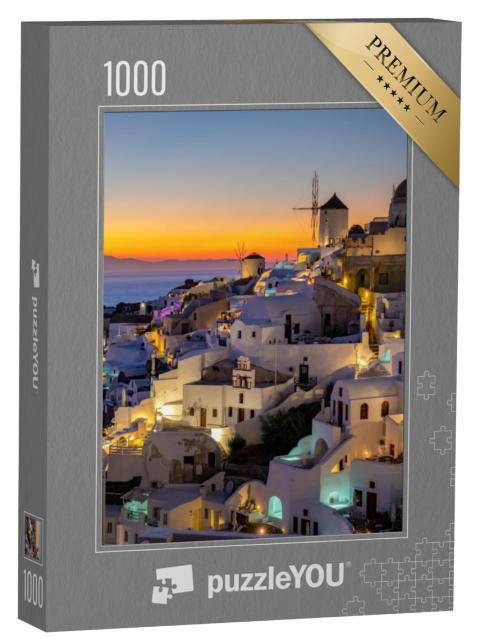 Puzzel 1000 stukjes „Zonsondergang op het eiland Santorini, Griekenland“