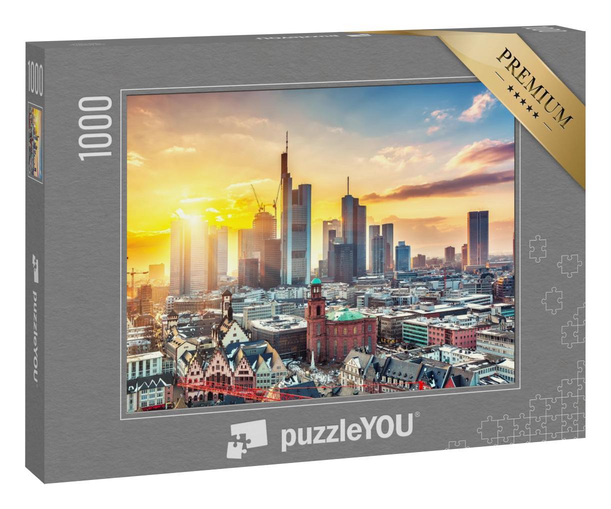 Puzzle 1000 Teile „Frankfurt am Main im Sonnenuntergang, Deutschland“