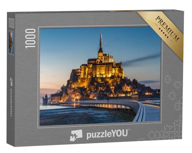 Puzzel 1000 stukjes „Verlichte Mont Saint-Michel bij schemering“