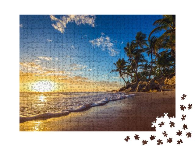 Puzzle 1000 Teile „Sonnenaufgang am paradiesischen Strand“