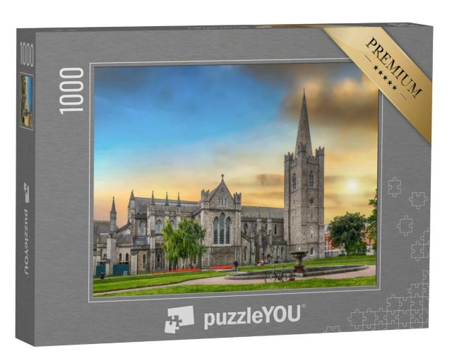 Puzzel 1000 stukjes „Zonsondergang boven Saint Patrick's Cathedral in Dublin, Ierland“