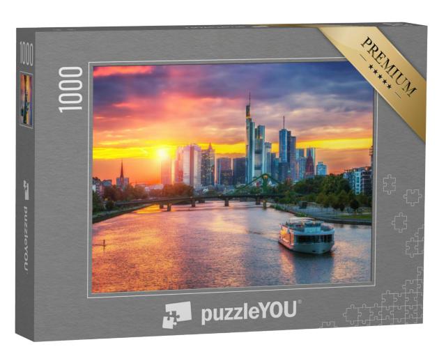 Puzzel 1000 stukjes „Frankfurt am Main bij zonsondergang, Duitsland“