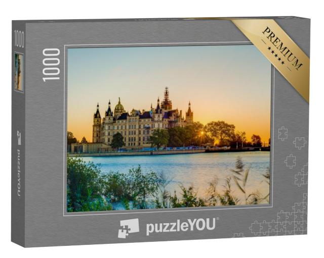 Puzzel 1000 stukjes „Zonsondergang boven kasteel Schwerin“