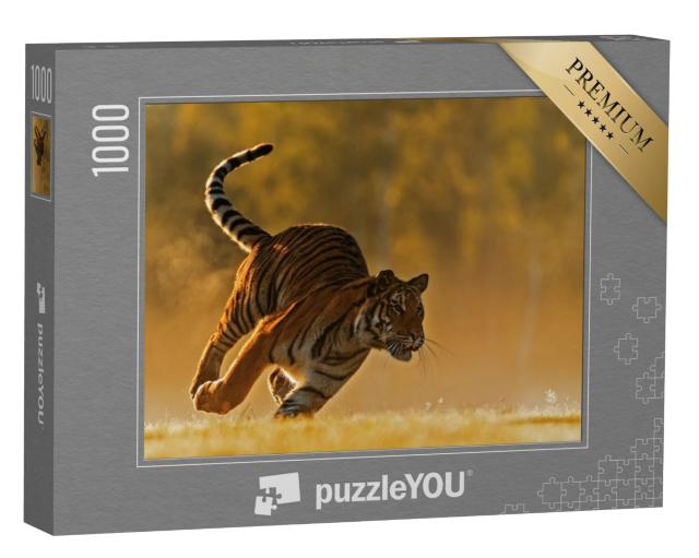 Puzzel 1000 stukjes „Siberische tijger op jacht in volle vlucht“