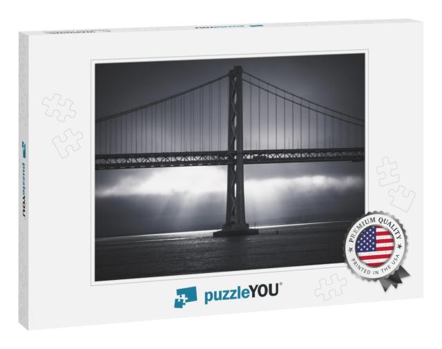 Oakland Bridge in San Francisco Bay in a Very Cloudy Day... Jigsaw Puzzle