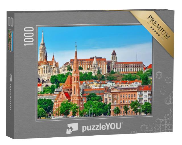 Puzzel 1000 stukjes „Matthiaskerk, Vissersbastion met uitzicht op de Donau, Boedapest, Hongarije“