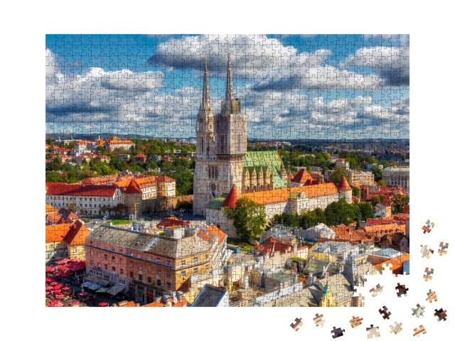 Puzzle 1000 Teile „Kathedrale von Zagreb in Kaptol, Stadtteil von Zagreb, Kroatien“