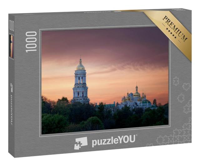 Puzzle 1000 Teile „Pechersk Lawra im bunten Sonnenuntergang, Kiew, Ukraine“