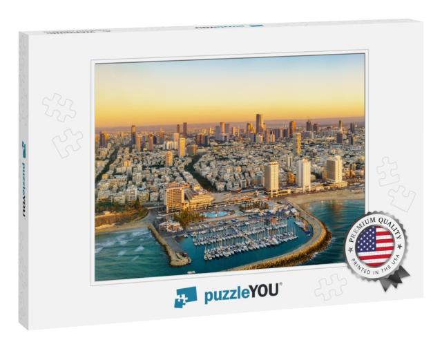 Aerial Sun Set View of Mediterranean Seashore of Tel Aviv... Jigsaw Puzzle