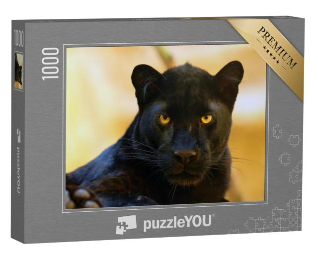 Puzzel 1000 stukjes „Oog in oog met een zwarte panter“