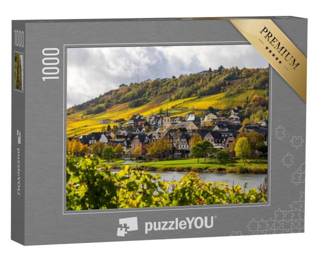 Puzzel 1000 stukjes „Moezellandschap en wijngaarden in gouden herfstkleuren, Duitsland“