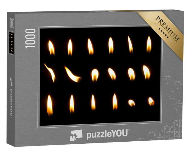 Puzzel 1000 stukjes „Kaarsvlam geïsoleerd op zwarte achtergrond“