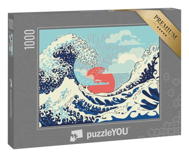 Puzzle 1000 Teile „Retro-Kunst-Design: Stürmischer Ozean“