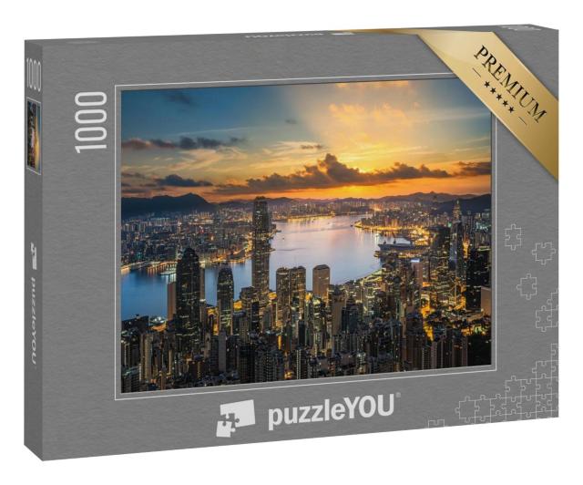 Puzzle 1000 Teile „Hongkong im Sonnenuntergang“