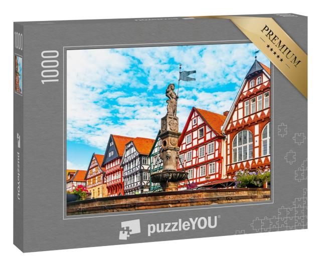 Puzzle 1000 Teile „Rolandbrunnen auf dem Marktplatz von Fritzlar, Hessen“
