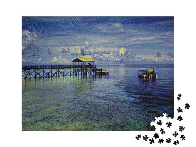 Puzzel 1000 stukjes „in de kunststijl van van Gogh, Sterrennacht - Pulau Sipadan Island in Sabah“