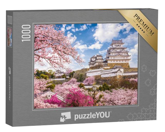 Puzzel 1000 stukjes „Kersenbloesem in het kasteel van Himeji in de lente, Japan“