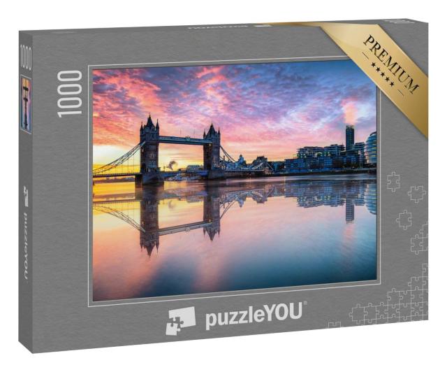 Puzzle 1000 Teile „Tower Bridge mit Reflektionen bei Sonnenaufgang, London“