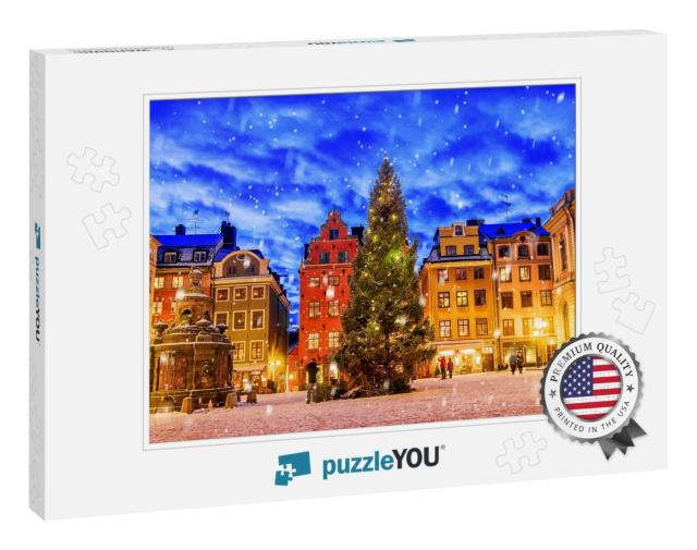 Stortorget Square Decorated to Christmas Time At Night, S... Jigsaw Puzzle