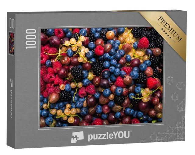 Puzzel 1000 stukjes „Aalbessen, kruisbessen, bosbessen, moerbeien, frambozen“