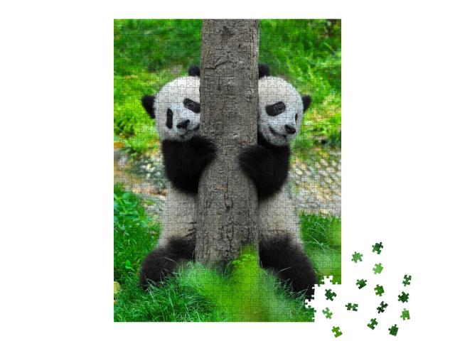 Puzzle 1000 Teile „Pandabär-Zwillinge“