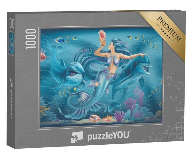 Puzzel 1000 stukjes „Zeemeermin en dolfijnen“