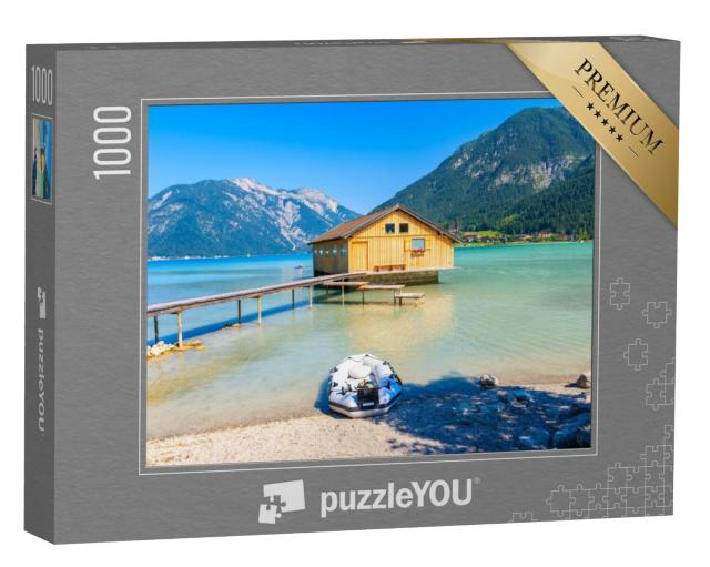 Puzzel 1000 stukjes „Boothuis aan de oevers van het Achenmeer, Oostenrijk“