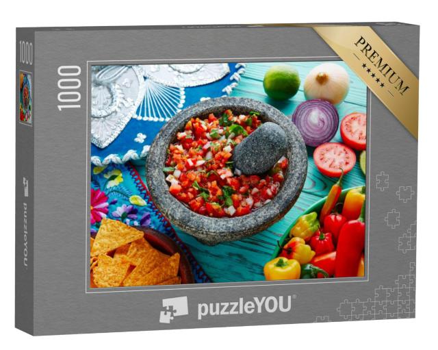 Puzzel 1000 stukjes „Pico de gallo saus uit Mexico met tomaat, koriander en ui“