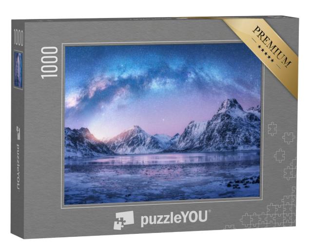 Puzzel 1000 stukjes „Melkweg over de bevroren zee, winternacht op de Lofoten, Noorwegen“