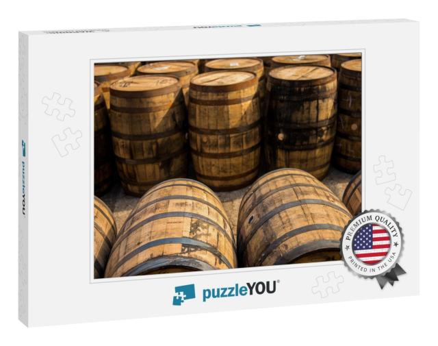 Rustic Bourbon Barrels At a Kentucky Distillery on the Bo... Jigsaw Puzzle