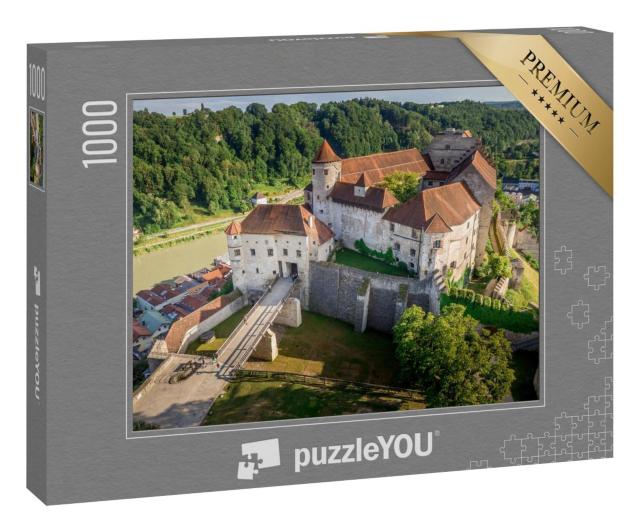 Puzzle 1000 Teile „Luftaufnahme von Burghausen am Inn“