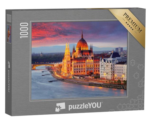 Puzzel 1000 stukjes „Hongaars parlement, Boedapest bij zonsondergang“