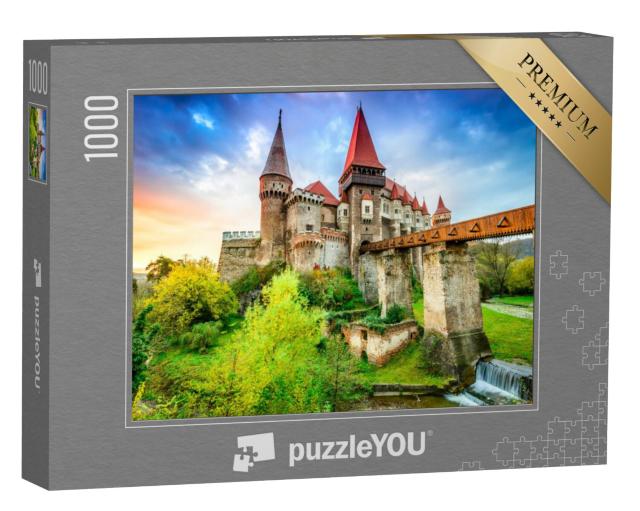 Puzzel 1000 stukjes „Prachtig panorama van kasteel Hunyad, Transsylvanië, Roemenië“