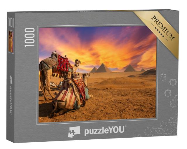 Puzzel 1000 stukjes „Algemeen beeld van de piramides van Gizeh, Egypte“