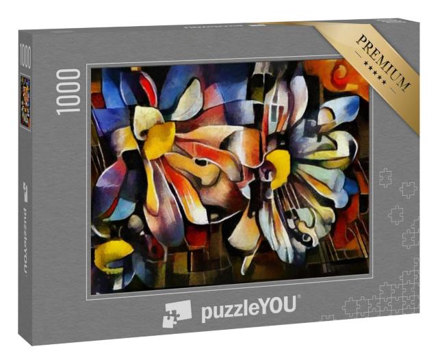 Puzzle 1000 Teile „Blumen im Stil von Picasso und Kandinsky“