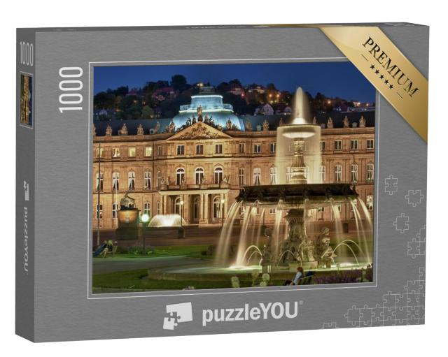 Puzzel 1000 stukjes „Fontein bij het "Nieuwe Paleis" Stuttgart, Duitsland“