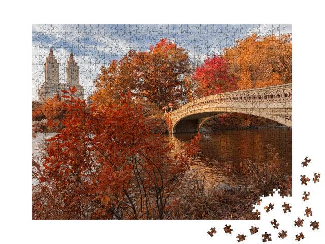 Puzzle 1000 Teile „Bow Bridge im Central Park im Herbst, New York“