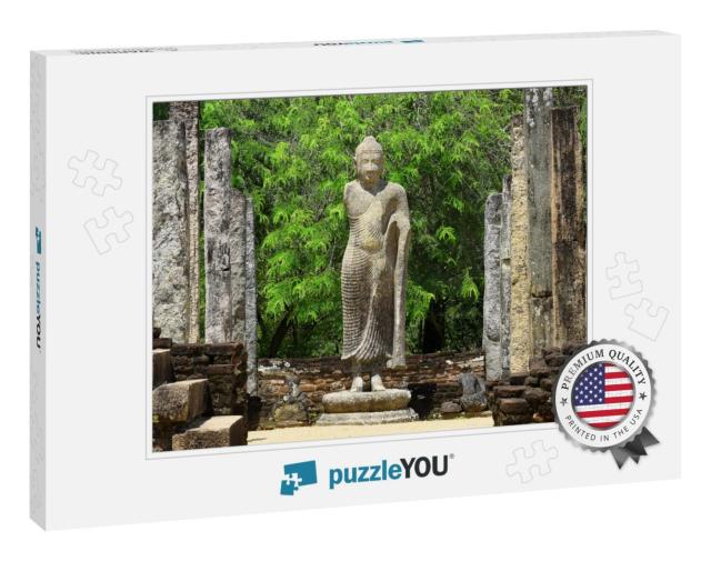 Sacred Quadrangle with Standing Statue of Lord Buddha & S... Jigsaw Puzzle