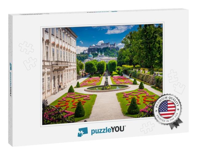 Mirabell Palace & Gardens in Summer, Salzburg Castle in B... Jigsaw Puzzle