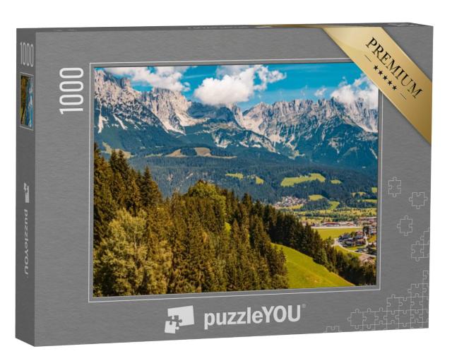 Puzzel 1000 stukjes „Hartkaiser top boven Ellmau am Wilden Kaiser Tirol, Oostenrijk“