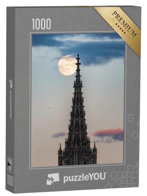 Puzzel 1000 stukjes „Top van Ulm Minster met volle maan“