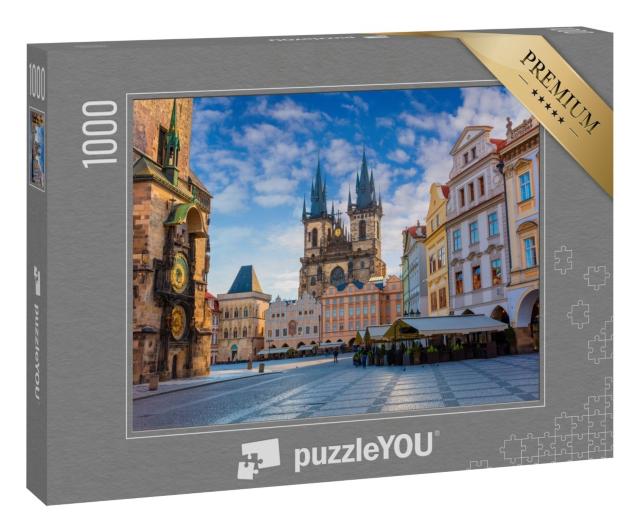 Puzzle 1000 Teile „Frühlingsmorgen: Altstädter Ring mit Tyn Kirche, Prag, Tschechische Republik“