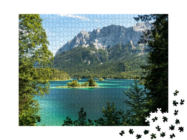 Puzzle 1000 Teile „Blick auf Zugspitze und Eibsee, Bayern, Deutschland“