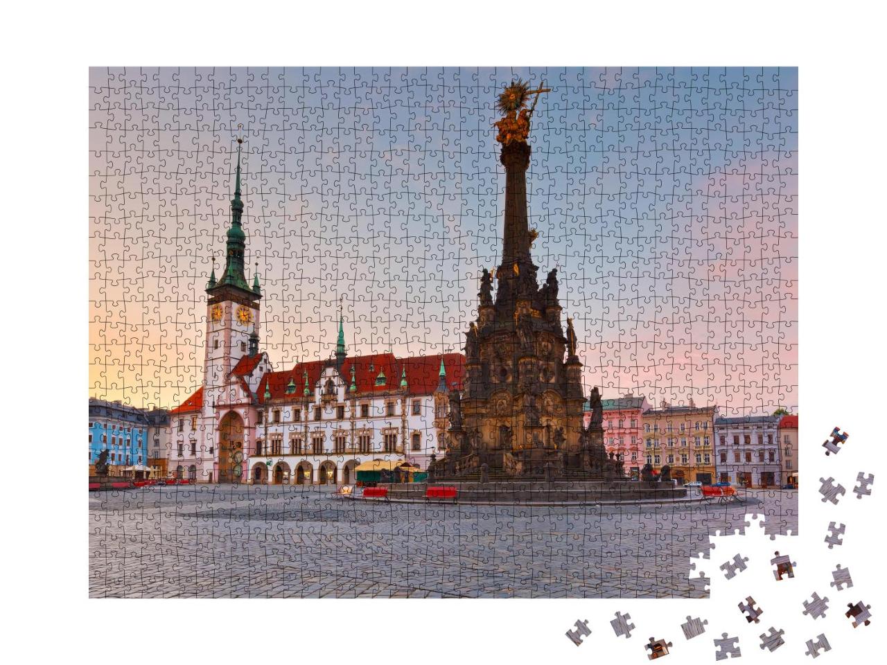 Puzzle 1000 Teile „Rathaus und Dreifaltigkeitssäule in Altstadt von Olomouc, Tschechische Republik“