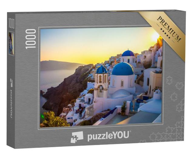 Puzzel 1000 stukjes „Dorp van Oia op Santorini, Griekenland“