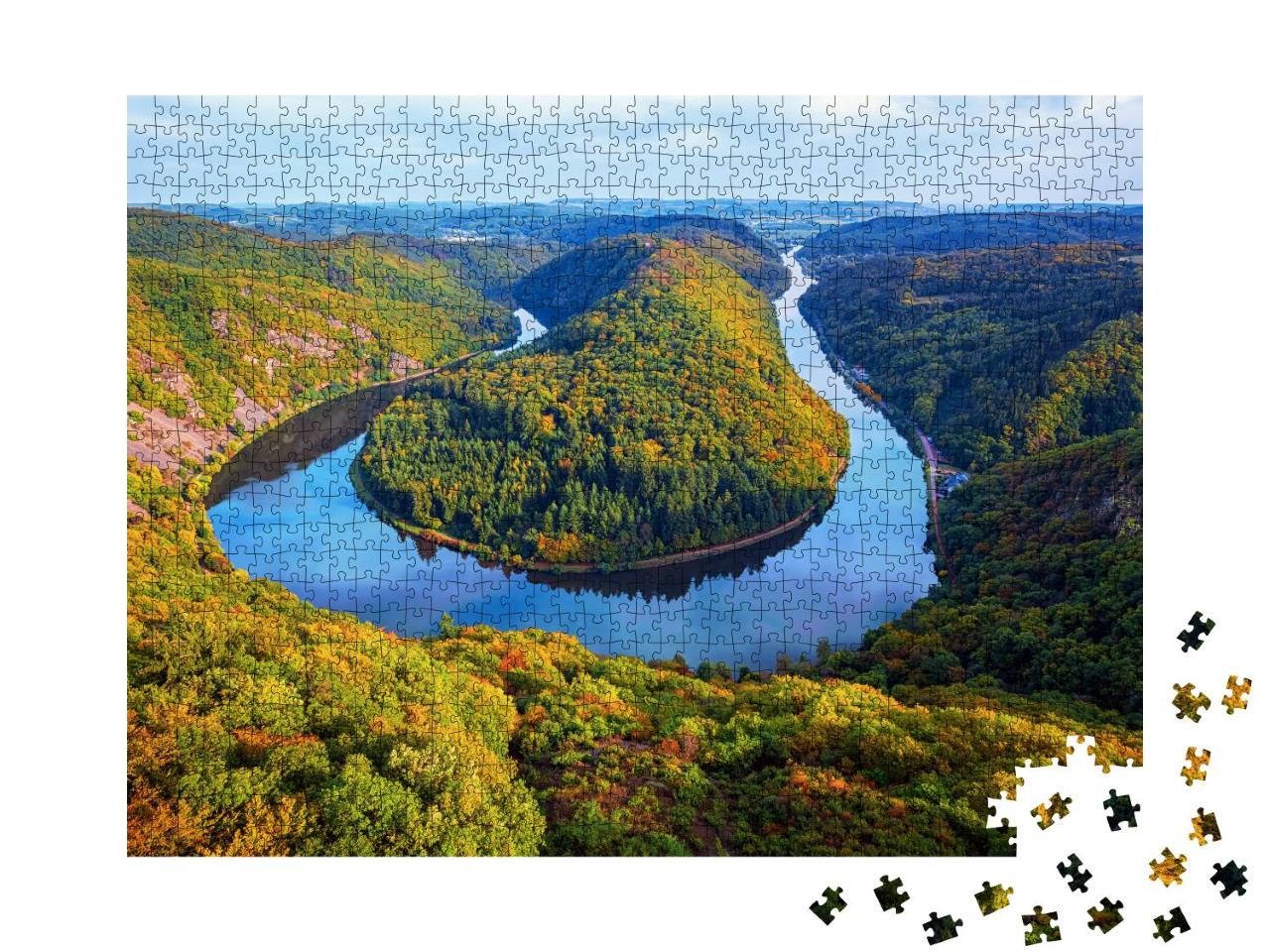Puzzle 1000 Teile „Blick von der Cloef auf die Saarschleife in Mettlach, Saarland“