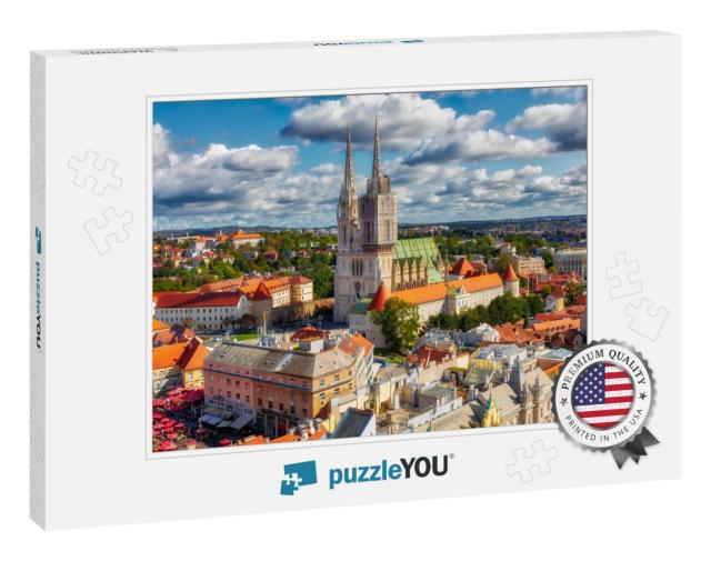 The Zagreb Cathedral on Kaptol. Aerial View of the Centra... Jigsaw Puzzle